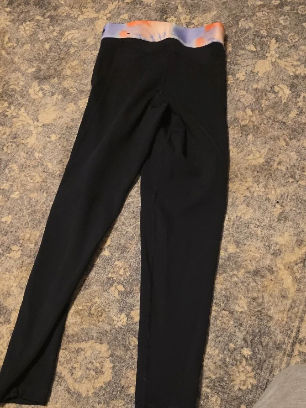 Nike Black Leggings with Multicolor Tie-Dye Waistband